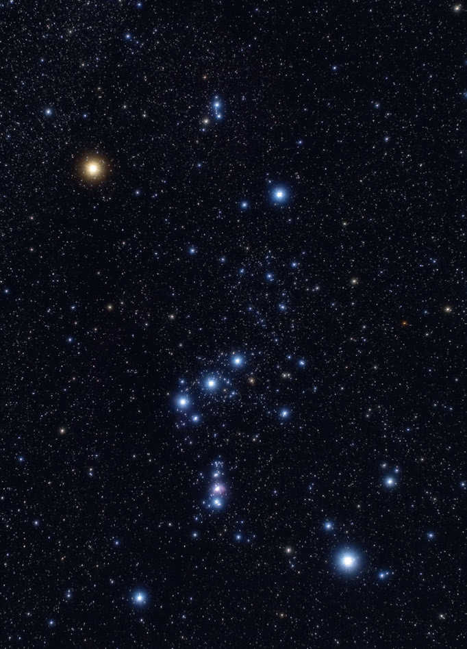 Das Sternbild Orion mit Beteigeuze
und Rigel. Peter Wienerroither / GSFC/Arizona State University