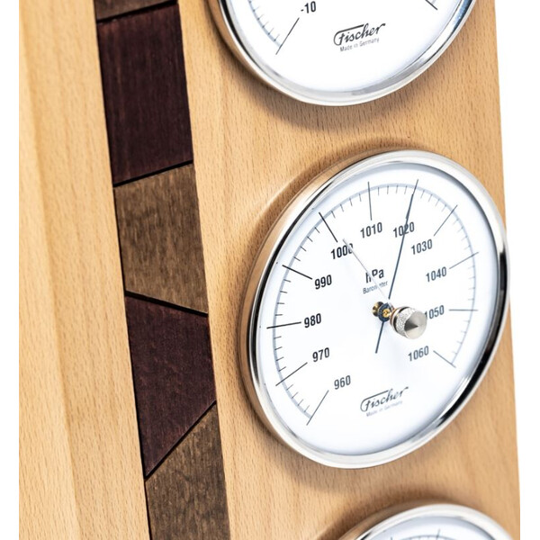 Fischer Station météo en bois véritable Hêtre, naturel