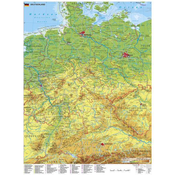 Stiefel Landkarte Deutschland mit UNESCO Welterbestätten mit Metallleisten