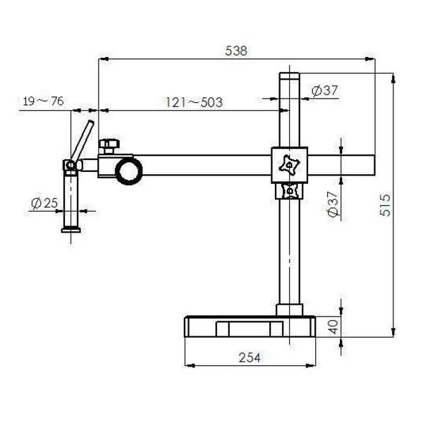 Microscope stéréo zoom Kern OZM 912, bino, 7x-45x, HSWF 10x23 mm, Trépied, Un bras (430 mm x 385 mm) avec plateau de table, Lampes annulaires LED 4,5 W
