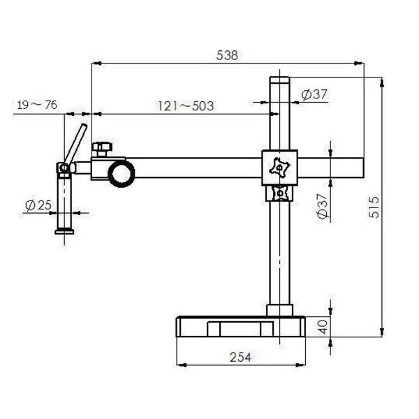 Microscope stéréo zoom Kern OZM 913, trino, 7x-45x, HSWF 10x23 mm, Trépied, Un bras (515 mm x 614 mm) avec plateau de table, Lampes annulaires LED 4,5 W