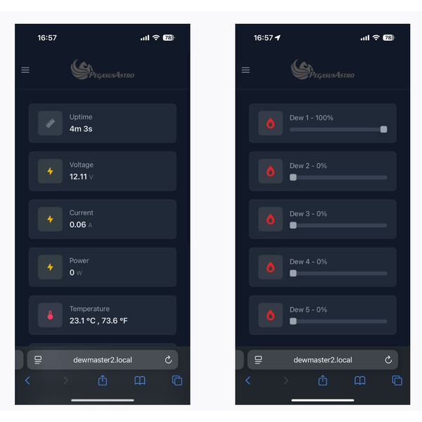 Contrôleurs et câbles PegasusAstro DewMaster 2