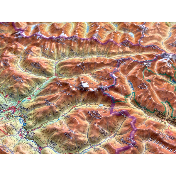 Georelief Carte en relief 3D du Tyrol (77 x 57 cm)