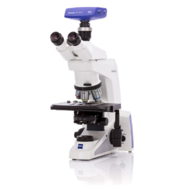 ZEISS Microscope , Axiolab 5 pour Lumière incidente LED, Fluorescence, trino, 10x/22, infinity, plan, 5x, 10x, 40x, 100x, DL, 10W, avec caméra