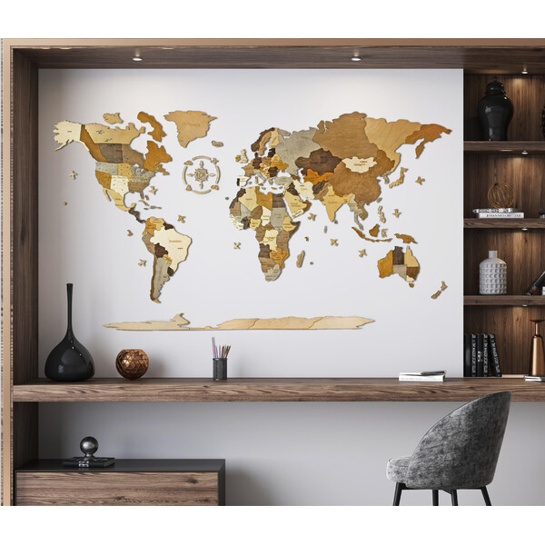 Mappemonde Abraham Wood Decor Puzzle en bois (130 x 70 cm)