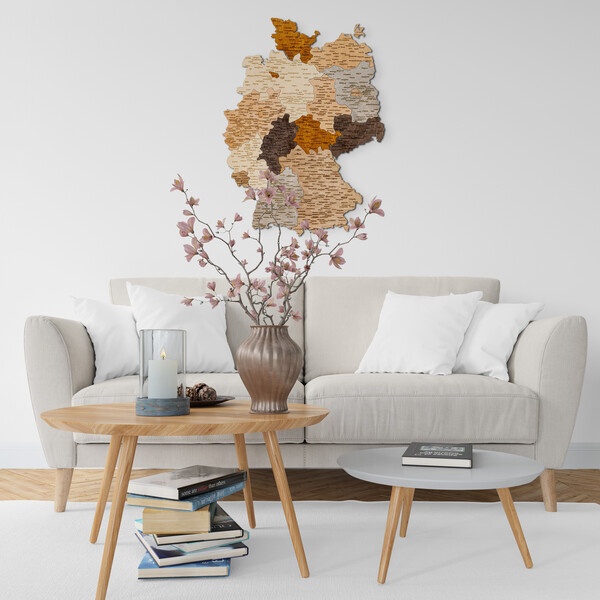 Carte géographique Abraham Wood Decor Puzzle en bois de l'Allemagne (60 x 80 cm)