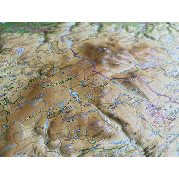 Georelief Carte en relief du Harz en 3D (77 x 57 cm)