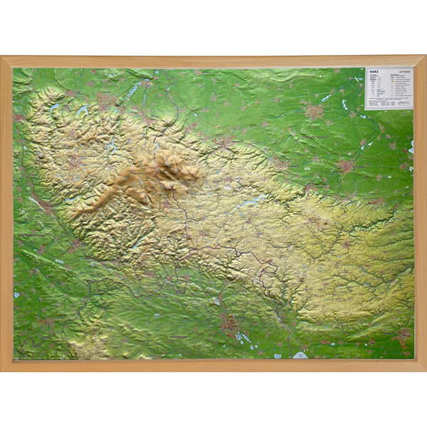 Georelief Carte en relief du Harz en 3D (77 x 57 cm)
