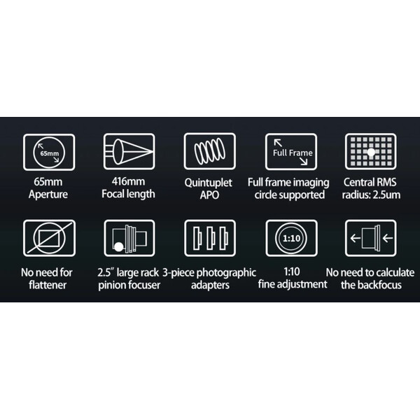 ZWO Apochromatischer Refraktor AP 65/416 FF65