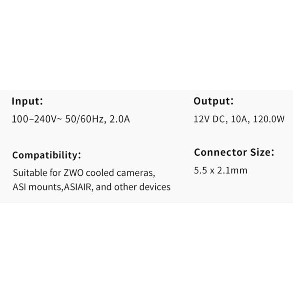 ZWO Netzteil 12V 10A