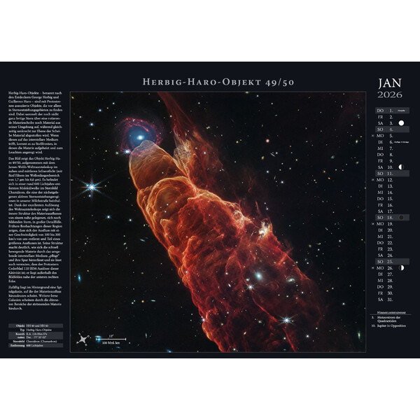 Calendrier Astronomie-Verlag Weltraum-Kalender 2026