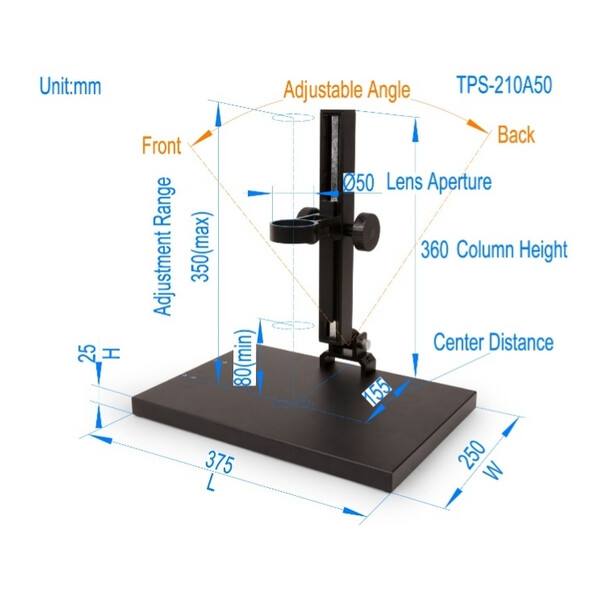 Microscope ToupTek Kit d'objectifs zoom TZM0880D, zoom 0,8-8x, 1x monture c-mount, avec éclairage annulaire de polarisation inclus