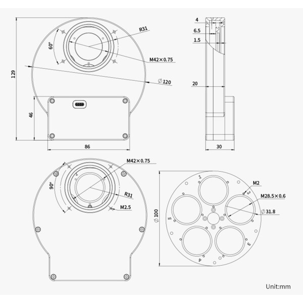 ZWO Filterrad EFW 5x 1,25"
