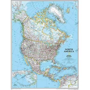 National Geographic Kontinentkarte Nord Amerika politisch ( 61 x 76 cm)