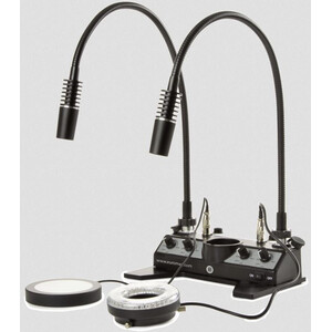 Euromex Station d'éclairage LE.5212, blanc, 2 demi-cygnes, lampes annulaires, lumière transmise