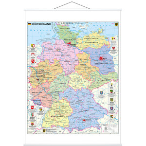 Stiefel Landkarte Deutschland politisch mit Wappen (97 x 119 cm)