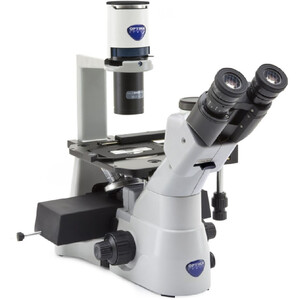 Microscope inversé Optika IM-3LD4, trino, IOS U-PLAN F, LED-FLUO, LWD, 400x, 4 emplacements de filtre vides