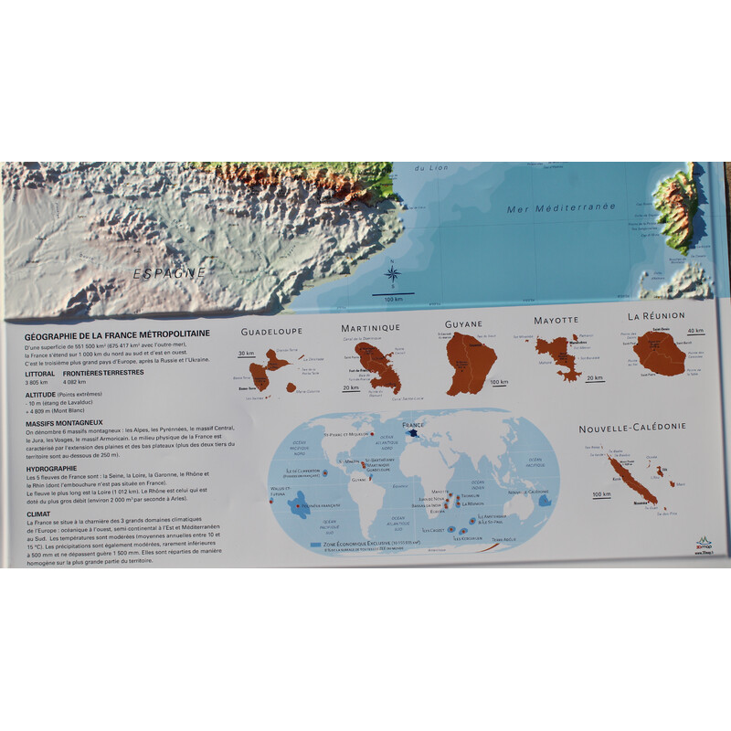 Carte géographique 3Dmap La France Physique