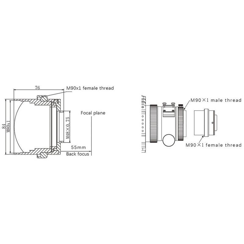 Omegon Reducer 0,7x für 108/600 Quintuplet APO