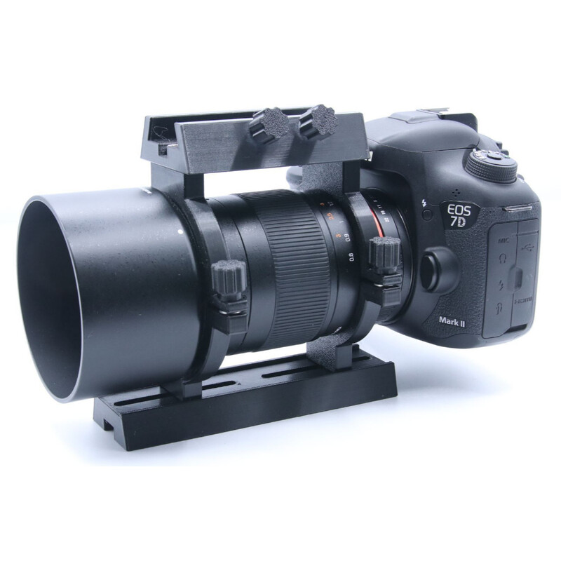 Astroprints Rohrschellen mit Sucherschuh und Prismenschiene für Samyang 135 mm f/2 Objektiv