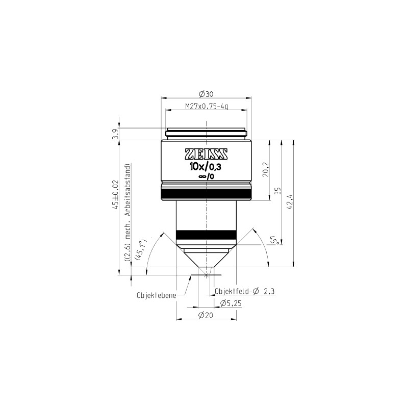 ZEISS Objektiv W N-Achroplan 10x/0,3 wd=2,6mm