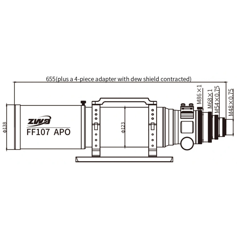 ZWO Apochromatischer Refraktor AP 107/749 FF107