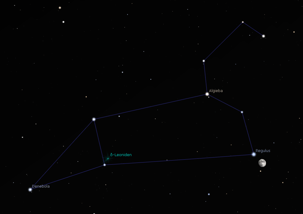 Mond und Regulus um 22:30 Uhr